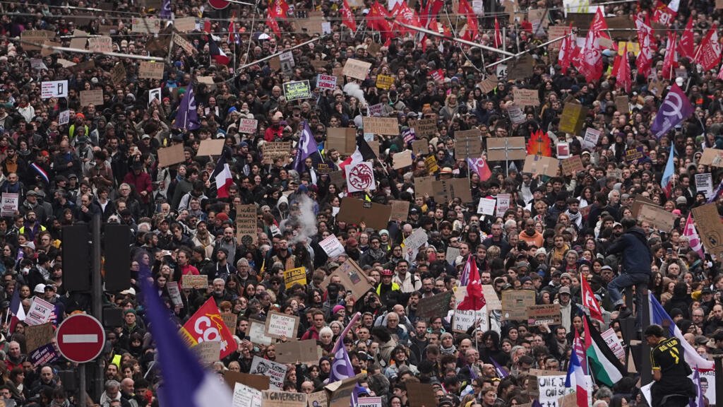 Une vue des manifestants en France