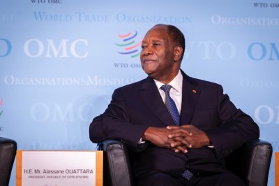 Alassane Ouattara à la tribune de l'OMC