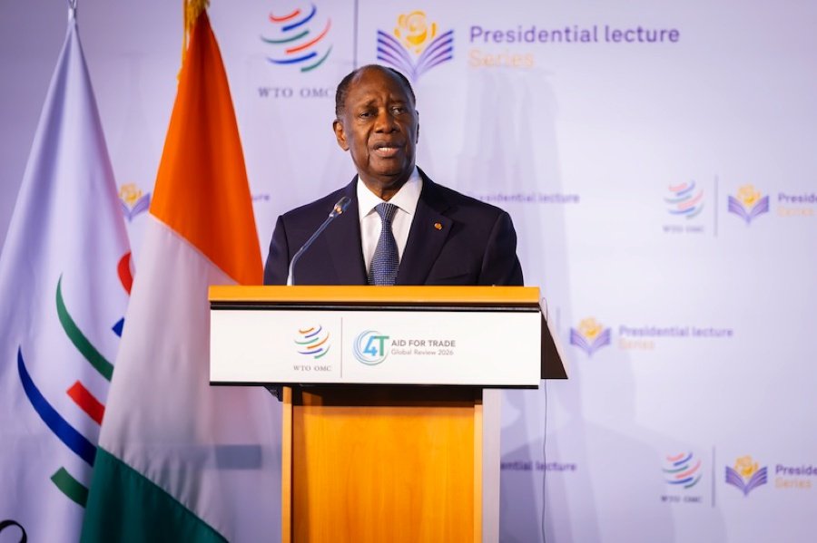 Alassane Ouattara à la tribune de l'OMC